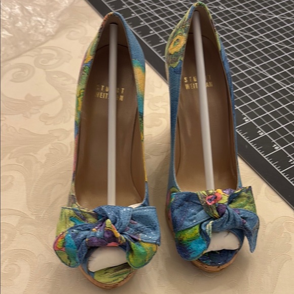 Stuart Weitzman Floral Peep-Toe Heels (vintage late 90s) - Picture 6 of 7